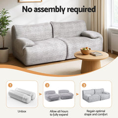 Artiss 2 Seater Sofa Modular Sectional Sofas Couch Bed No Assembly Living Room Grey