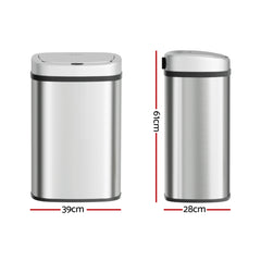 Devanti 50L Sensor Bin Motion Rubbish Automatic Silver