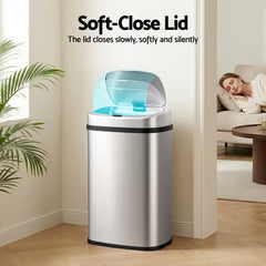 Devanti 50L Sensor Bin Motion Rubbish Automatic Silver