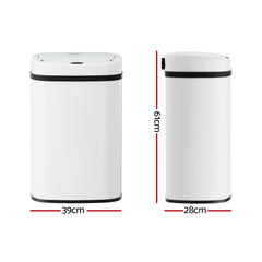 Devanti 50L Sensor Bin Motion Rubbish Automatic White