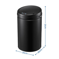Devanti 30L Sensor Bin Automatic Touchless Trash Can Garbage Rubbish Black