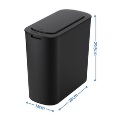 Devanti Automatic Trash Bin 2PCS with Lid 11L Motion Sensor Kitchen Bin Touchless Garbage Can Modern Black Plastic Slim Rubbish Bin with Liner Holder for Kitchen, Home, Office