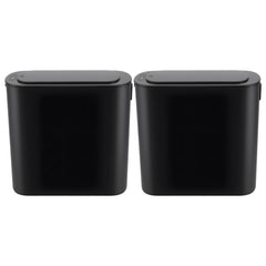 Devanti Automatic Trash Bin 2PCS with Lid 11L Motion Sensor Kitchen Bin Touchless Garbage Can Modern Black Plastic Slim Rubbish Bin with Liner Holder for Kitchen, Home, Office