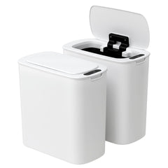 Devanti Automatic Trash Bin 2PCS with Lid 11L Motion Sensor Kitchen Bin Touchless Garbage Can Modern White Plastic Slim Rubbish Bin with Liner Holder for Kitchen, Home, Office