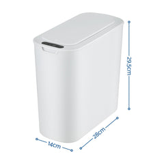 Devanti Automatic Trash Bin 2PCS with Lid 11L Motion Sensor Kitchen Bin Touchless Garbage Can Modern White Plastic Slim Rubbish Bin with Liner Holder for Kitchen, Home, Office