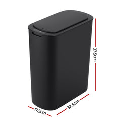 Devanti Automatic Trash Bin with Lid 21L Motion Sensor Kitchen Bin Touchless Garbage Can Modern Black Plastic Slim Rubbish Bin with Liner Holder for Kitchen, Home, Office