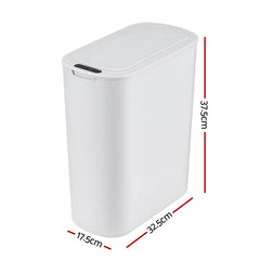 Devanti Automatic Trash Bin with Lid 21L Motion Sensor Kitchen Bin Touchless Garbage Can Plastic Slim Rubbish Bin with Liner Holder for Kitchen, Home, Office, White