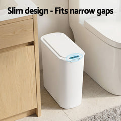 Devanti Automatic Trash Bin with Lid 21L Motion Sensor Kitchen Bin Touchless Garbage Can Plastic Slim Rubbish Bin with Liner Holder for Kitchen, Home, Office, White