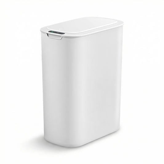 Devanti Automatic Trash Bin with Lid 25L Motion Sensor Kitchen Bin Touchless Garbage Can Plastic Slim Rubbish Bin with Liner Holder for Kitchen, Home, Office, White