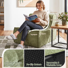 Artiss Sofa & Coffee Table Set Armless Chenille No Assembly Green White & Black