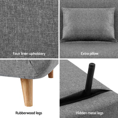 Artiss Sofa Bed 2 Seater Convertible Couch Recliner Lounge Chair Linen