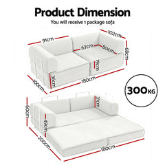 Artiss Convertible Folding Sofa Bed Beign