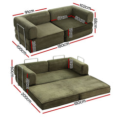 Artiss Convertible Folding Sofa Bed Green