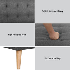 Artiss 2x Sofa Bed Couch Single Seater Fabric Grey