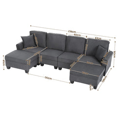 Artiss Modular Sectional U Shaped Storage Sofa Couches for Living Room Grey