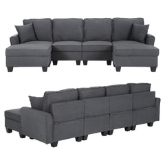 Artiss Modular Sectional U Shaped Storage Sofa Couches for Living Room Grey