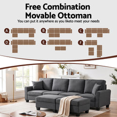 Artiss Modular Sectional U Shaped Storage Sofa Couches for Living Room Grey