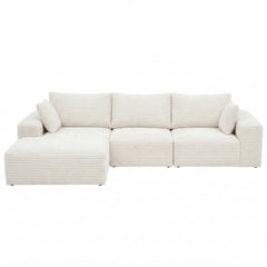 Artiss 3 Seater Modular Sofa Bed Sectional Boneless Couches for Living Room Corduroy Compressed Sofa White
