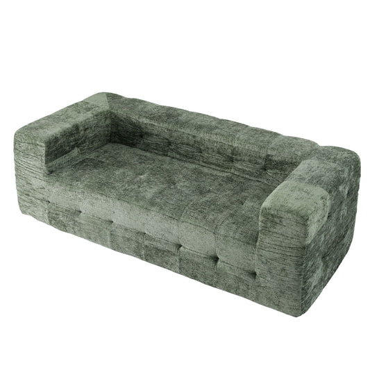 Artiss Comfort Boneless Sofa for Living Room Green Luxury Chenille