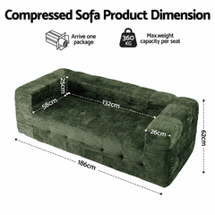 Artiss Comfort Boneless Sofa for Living Room Green Luxury Chenille
