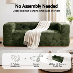Artiss Comfort Boneless Sofa for Living Room Green Luxury Chenille