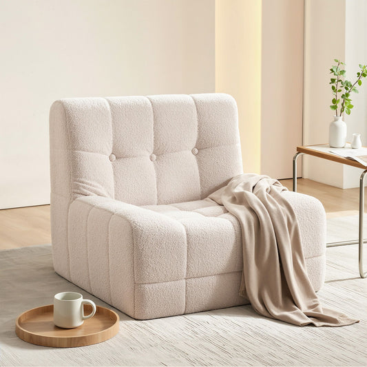 Artiss Single Small Boneless Couches for Living Room White Fabric