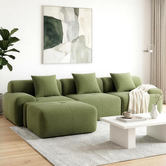 Artiss 300cm Modular Sofa Bed Comfort L-Shaped Sectional Boneless Couch Green