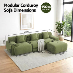 Artiss 300cm Modular Sofa Bed Comfort L-Shaped Sectional Boneless Couch Green