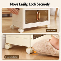 Artiss 5-Tier Foldable Storage Cabinet Stackable Box Clear Magnetic Door White