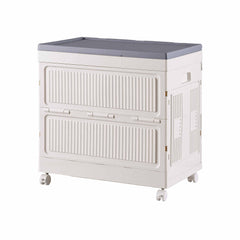 Artiss Foldable Storage Cabinet Stackable Box Flip-Top Rolling Organiser White