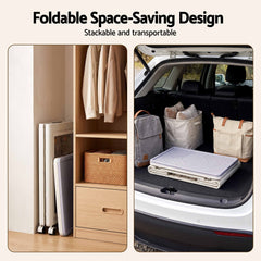 Artiss Foldable Storage Cabinet Stackable Box 2 Doors Rolling Organiser White