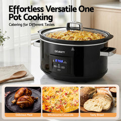 Devanti 8L Slow Cooker Electric Multi Cooker with 3 Heat Settings and Keep Warm Function