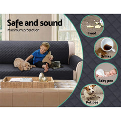 Artiss Sofa Cover Couch Covers 3 Seater Easy to Clean Dark Grey