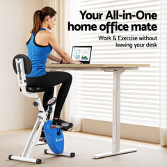 Artiss Under Desk Folding X-Bike with 120cm Automatic Standing Desk Magnetic Resistance Oak