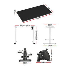 140cm Artiss Electric Standing Desk with Mini Pedal Exercise Bike Home Office