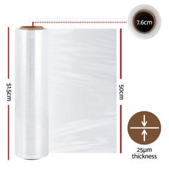 500mm x 400m Stretch Film Pallet Shrink Wrap 8 Rolls Package Use Plastic Clear