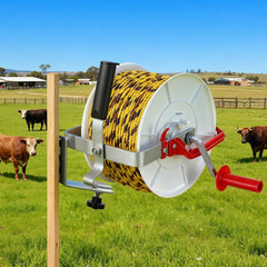 Giantz Electric Fence Reel Geared Portable Polywire Fencing Farm White