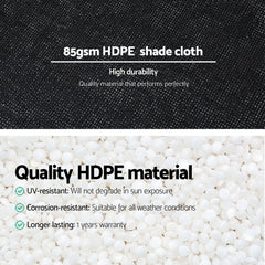 Instahut Shade Cloth Sun Shade Fabric Patio UV Resistant Black 10x2m