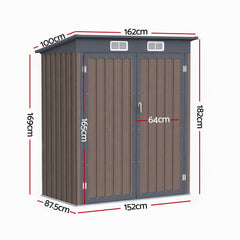 Giantz Garden Shed 1.62x1M Outdoor Storage Tool Workshop House Shelter Brown