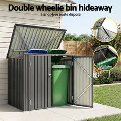 Giantz Garden Shed Wheelie Bin Storage Enclosure Outdoor Lockable Steel Cabinet