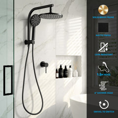 Cefito 9'' Rain Shower Head Set Handheld Round High Pressure Mixer Tap Chrome