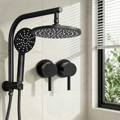 Cefito 9'' Rain Shower Head Set Handheld Round High Pressure Twins Tap Chrome