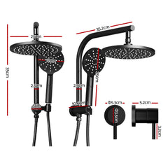 Cefito 9'' Rain Shower Head Set Handheld Round High Pressure Twins Tap Chrome