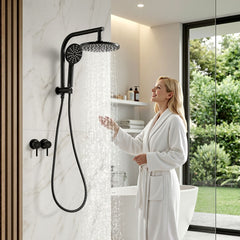 Cefito 9'' Rain Shower Head Set Handheld Round High Pressure Twins Tap Chrome