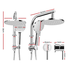 Cefito 9'' Rain Shower Head Set Handheld Round High Pressure Mixer Tap Chrome