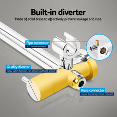 Cefito 9'' Rain Shower Head Set Handheld Round High Pressure Mixer Tap Chrome