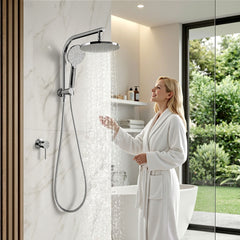 Cefito 9'' Rain Shower Head Set Handheld Round High Pressure Mixer Tap Chrome