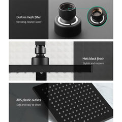 Cefito 8'' Rain Shower Head Set Handheld Square High Pressure Mixer Tap Black