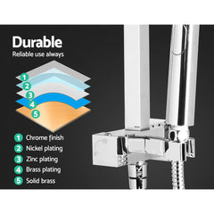 Cefito 8'' Rain Shower Head Set Handheld Square High Pressure Mixer Tap Chrome