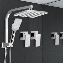 Cefito 8'' Rain Shower Head Set Handheld Square High Pressure wins Tap�Chrome